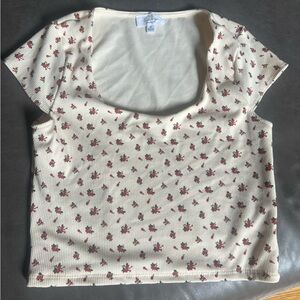 Live in the Moment Ribbed Rose Print Baby Tee